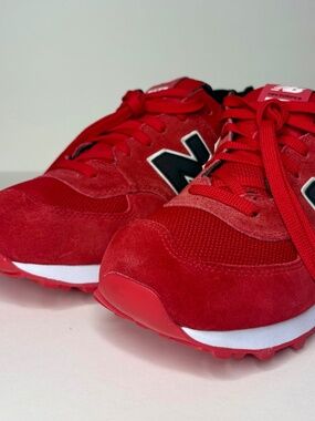 New Balance 574 Classic ML574CND Men’s 13 Red Black Suede Sneakers Retro 2016
